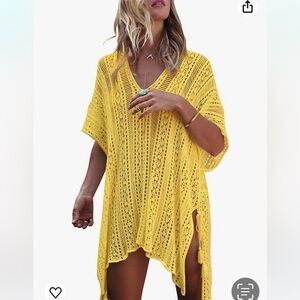 NWT DOSE bohemia style yellow  knit Mini swim cover-up one size